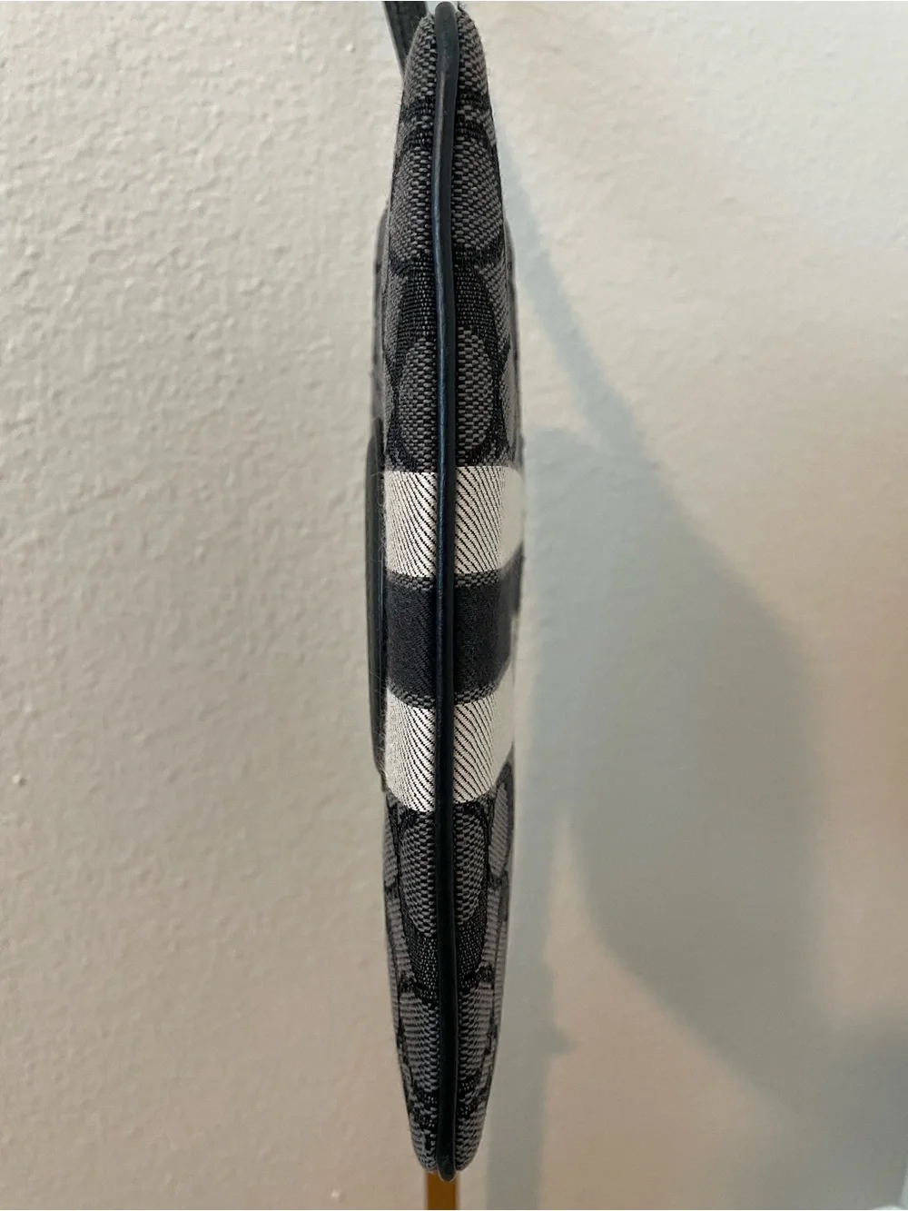 Coach Dempsey C8841 Large Corner Zip Wristlet Signature Jacquard Black Stripe